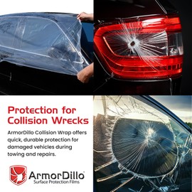 ArmorDillo High Tack Collision Wrap Free Utility Knife 3 Mil 3-Ply Self Adhesive Crash Wrap for Cars, Collision, Towing, Salvage & Auto Repair, Heavy Duty 60 Day UVI Protection - 36" x200ft