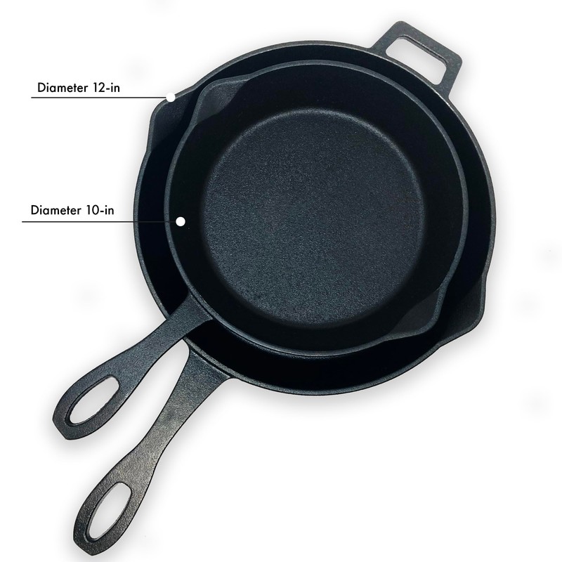 Bayou Classic 7451 10-in and 12-in Cast Iron Skillet Set
