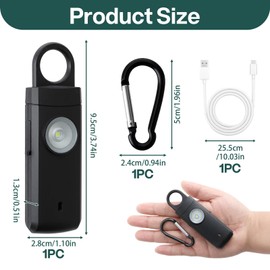 Taschenalarm, 130 Db Alarm Für Frauen Unterwegs Mit Stroboskoplicht, Tragbar Wiederaufladbar Hinweis mit Schlüsselanhänger & Tür-Alarm, Taschenalarm Für Frauen Kinder, Damen, ältere Studenten