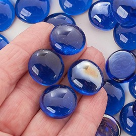 Deep Dark Translucent Cobalt Blue Glass Gems | Table Scatters, Arts, Crafts Flat Marbles | 48 Ounces