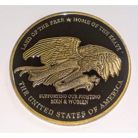 Land of the Free Home of the Brave Military Family Honor Army Navy Air Force Marines Coast Guard Large Challenge Art Coin