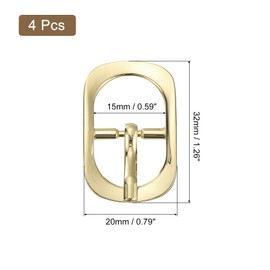uxcell 4Pcs 0.75" Metal Roller Buckle, Single Prong Belt Buckle Oval Center Bar Buckles for Leather Craft Accessories, Light Gold
