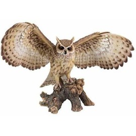 Ebros Gift 18.7" Wide Realist Look Opening Eagle Owl Resin Figurine Statue