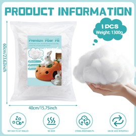 Dercuy Filling Stuffing, Polyfill Stuffing, White High Resilience Stuffing,Pillow Filling Stuffing,1300g/2.86lb Polyester Fiberfill Stuffing