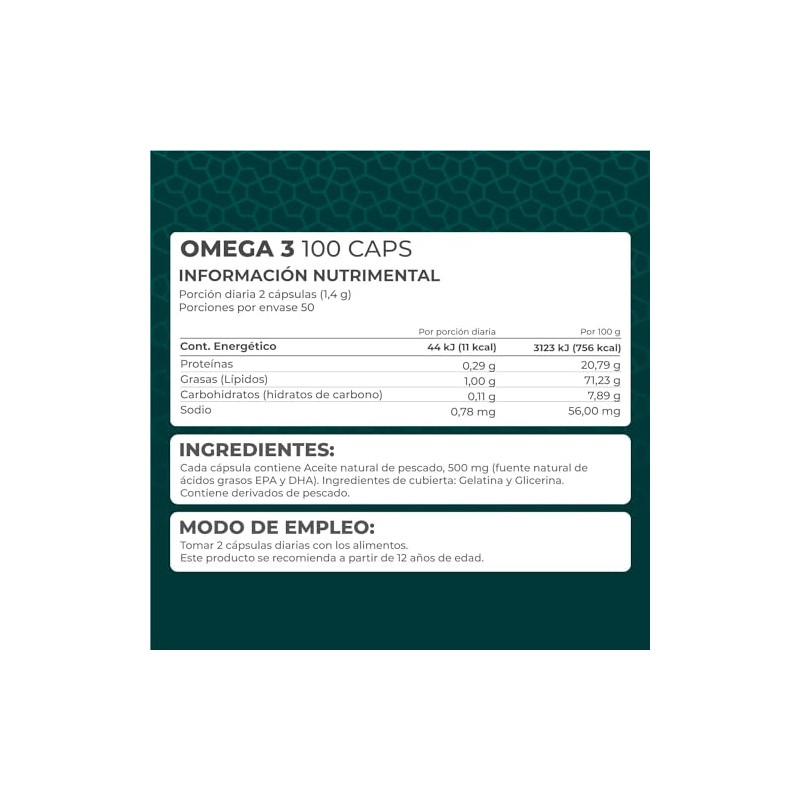 PRONAT | Omega 3, Suplemento Alimenticio, 100 cápsulas con Aceite