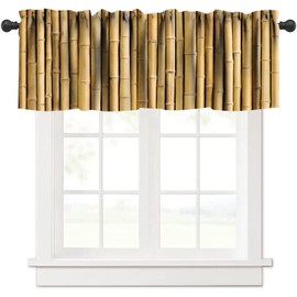 ZhiRain Bamboo Valance Curtain Forest Tree Nature Image Asian Themed Rod Pocket Valance Window Treatments 1 Panel Short Curtains for Kitchen Farmhouse Living Room Bathroom Decor 54 x 18 in