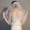 JWICOS Hermoso velo de encaje de boda para novias, 2