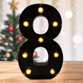 DyingSwan LED Marquee Numbers, Light Up Numbers for Party, Small Light Up Letters, Battery Powered Lighted Number for Birthday or Home Decor (Black, 8)