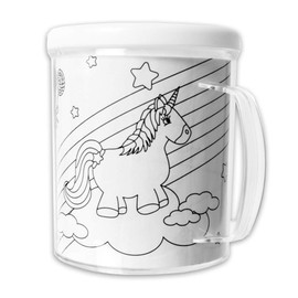 TE-Trend Pack of 4 Unicorn Design Plastic Cups Drinking Cups Children Plastic Cups Children's Drinking Cups Transparent