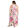 R&M Richards Women's Vivid Bloom Cascade Maxi Dress, Fuchsia