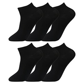 Nightwear Heaven 12 Pairs Mens Big Foot Trainer Ankle Socks UK 6-11 or 11-14 Black White or Assorted (11-14, Black)