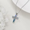 YAFEINI Moonstone Cross Necklace for Women 925 Sterling Silver Filigree