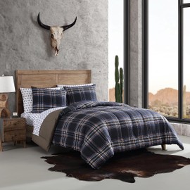 Wrangler- King Duvet Cover Set, Reversible Bedding Set with Matching Sham(s), Casual Home Décor (City Flats Plaid Blue, King)