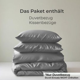 LINENWALAS Bamboo Bed Linen Set, Premium Bamboo Silk Duvet Cover Set with Pillowcase, 2-Piece Bedding Set, 220x240 cm Luxury, Soft, Cooling Quilt Cover (Light Grey)