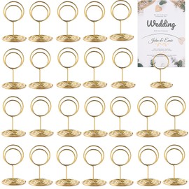 Pack of 24 Place Card Holders, Round Place Card Holder, Gold, Menu Card Holder, Photo Holder, Clip, Wedding Place Card Holder, Memo Holder for Weddings, Place Card Holder, Memo Holder, Office