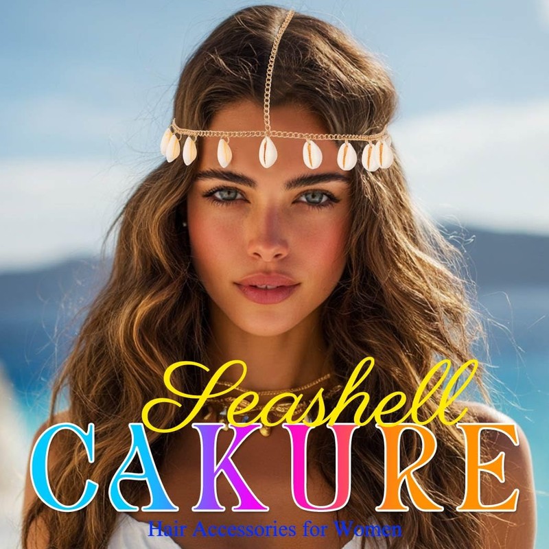 CAKURE Boho Shell Head Chain Gold Seashell Headpiece Chains Beach