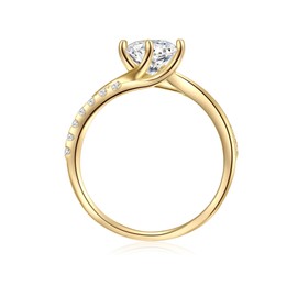 Trilani Women's Solitaire Ring 925 Sterling Silver Yellow Gold-Plated with Brilliant Cut Cubic Zirconia Engagement Ring Proposal Ring Silver Ring in Wrap Look, Cubic Zirconia