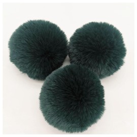 BrightGlow Faux Fur Pompom 8 cm Soft Pompoms for Crafts, Large Pom Pom Balls, Fur Pompom, Faux Fur Pompoms, DIY Pom Pom Balls, Rabbit Fur Pompoms for Hats, Beanies, Bag, Dark Green, Pack of 10