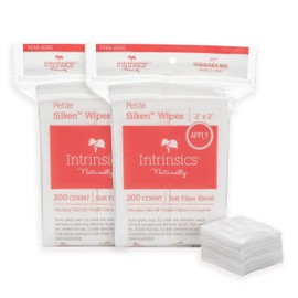 Intrinsics Petite Silken Wipes – 2"x2" 4-Ply Lint-Free Cotton Pads – Low-Absorbent, Soft, and Biodegradable – 2 Pack (400 Count )