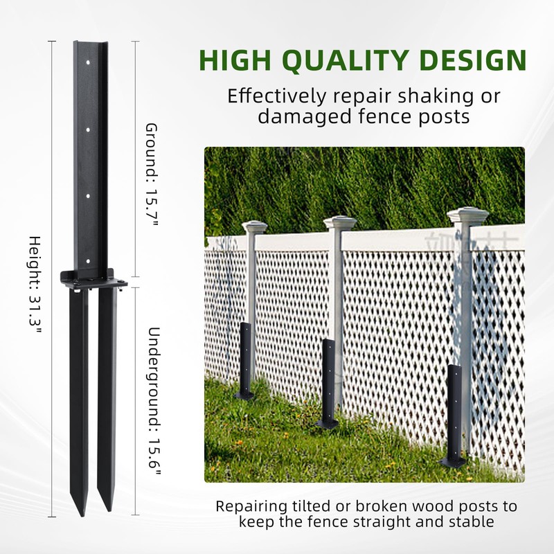 ATCWF 4-Pack Fence Post Repair Kit, 32in Heavy Duty Ground