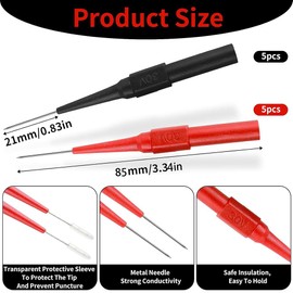 Multimeter Probes Kit,10 Pcs Needle Test Probes with 0.7mm Insulation Pins, Non Destructive Wire Piercing for Automotive and Electronics Durable Multimeter Probe Set (Safe and Precise)