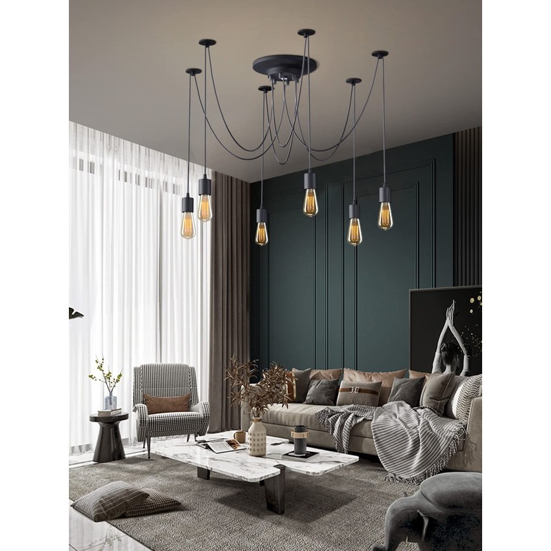 Fuloon Vintage Edison Multiple Ajustable DIY Ceiling Spider Lamp Light