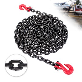 G80 Transport Binder Chain 1/4 Inch x 20 Foot | 3,300 lbs Safe Working Load | Tow Chain with Clevis Grab Hooks | Heavy Duty Chain for Transporting,Towing, Tie-Down, and Lifting