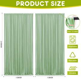 Wokceer Sage Green Backdrop Curtain for Wedding Parties 10x8FT Photo Polyester Backdrop Drapes for Wedding Photoshoot Baby Shower Birthday Party Curtains Photography Background 2 Panels 5x8FT