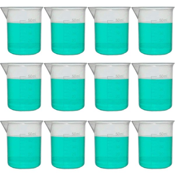 50ml Plastic Beaker, Low Form, Reusable, Polypropylene, Molded Graduations (Pack