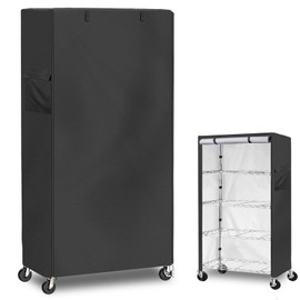 Dalema Dalema Waterproof Shelf Cover,600D Heavy Duty Dustproof Storage Wire Rack Covers,Outdoor Shelving Covers for Wire Shelves with Zipper 48''x18''x72'',Black,Cover Only