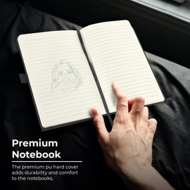 RMTL Lined Notebook with Premium Paper PU Leather Cover, Pen Loop & Elastic Closure Ideal for School, Home, Office Notes 160 Pages A5 Size | Journals | A5 Notepad | Notes Book (Black)