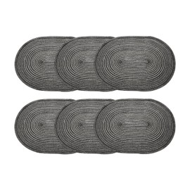 sourcing map 6pcs Oval Braided Placemats 20" Non-Slip Oval Table Mats for Dining Tables Washable Heat Insulation Woven Placemats Indoor Outdoor for Family Holiday Dinner, Black Grey