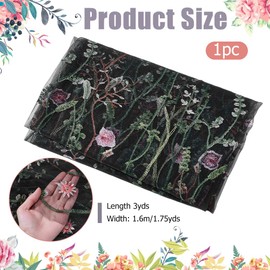 NBEADS 3 Yard Floral Embroidered Lace Fabric, 160 cm Polyester Mesh Embroidered Lace Trim Embroidery Tulle Fabric for Party Dress Skirt Clothing DIY Sewing Embellishments Crafts Black