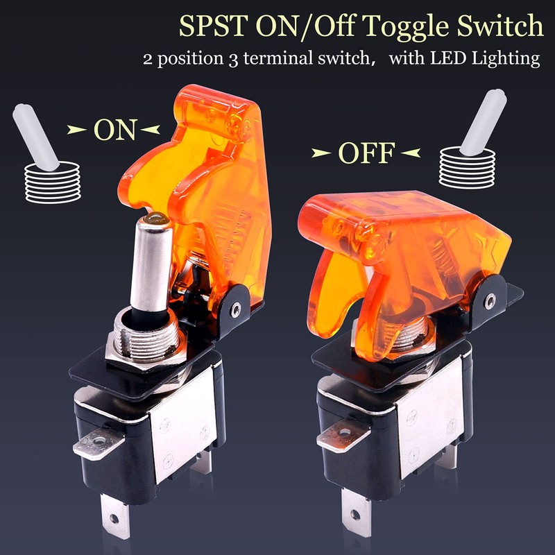 Twidec/3Pcs Rocker Lighted Toggle Switch 12V 20A Heavy Duty Racing