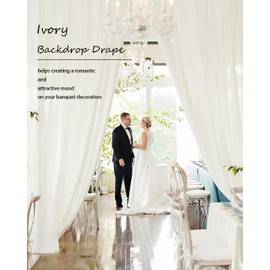 20ft×15ft Ivory Backdrop Curtain for Wedding Parties, 4 Panels Wrinkle Free 15 FT Long Polyester Photo Backdrop Drapes Back Drop Cloth for Birthday Photography Background Party Backdrop Drapes