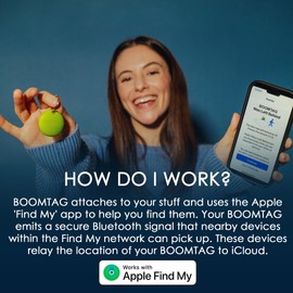 Boompods Boomtag Bluetooth Tracker Tag Item Finder, Smart Sustainable Tracker Devices for Keys/Wallet/Luggage/Bag/Suitcases, Tracking Gadgets/Locator compatible with Apple Find My App - Lime Green