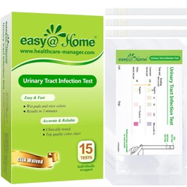 Easy@Home UTI Test Strips Monitor Urinary Tract Bladder Infections, 15 Pack Quick Urine Test Kit Reliable Urinalysis Results, OTC Use (UTI-15P)