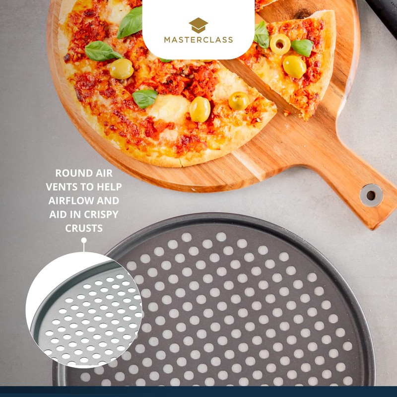 MasterClass 32 cm Perforated Pizza Tray with PFOA Non Stick,