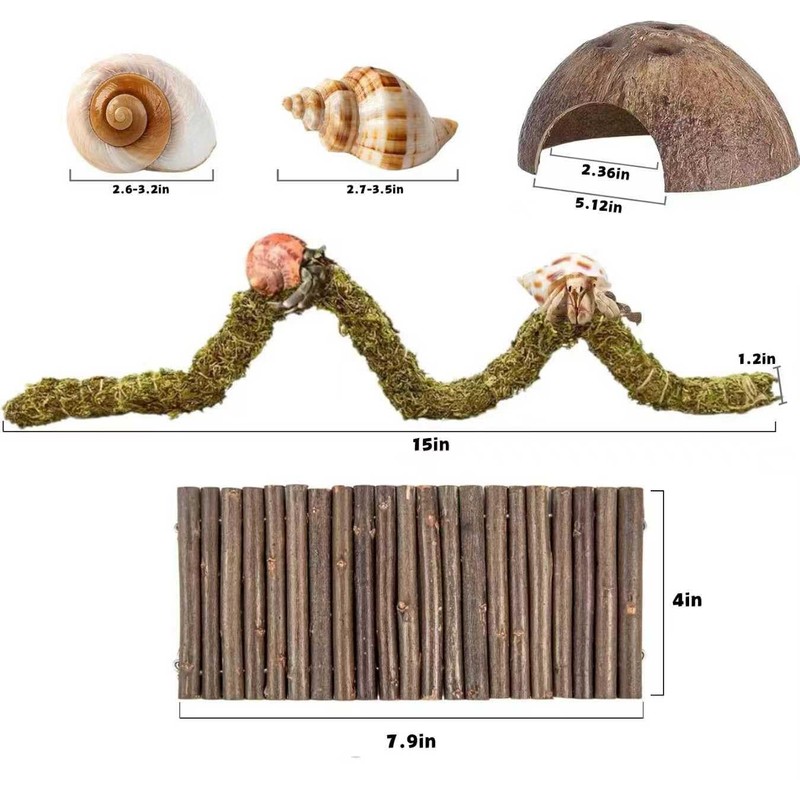 Hermit Crab Accessories, Natural Adjustable Hermit Crab Climbing Toys Bendable