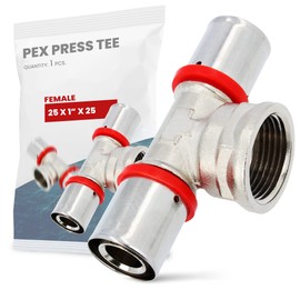 T-Piece PEX Press Fitting 25 x 1 Inch x 25 Internal Thread with Sealing Rings Oring for Aluminium Composite Pipe, Multilayer Composite Pipe, Heating Sanitary Systems, Drinking Water Installation,