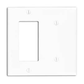 Leviton 2-Gang 1-Blank 1-Decora/GFCI Device Combination Wallplate, Standard Size, 80708-W, White