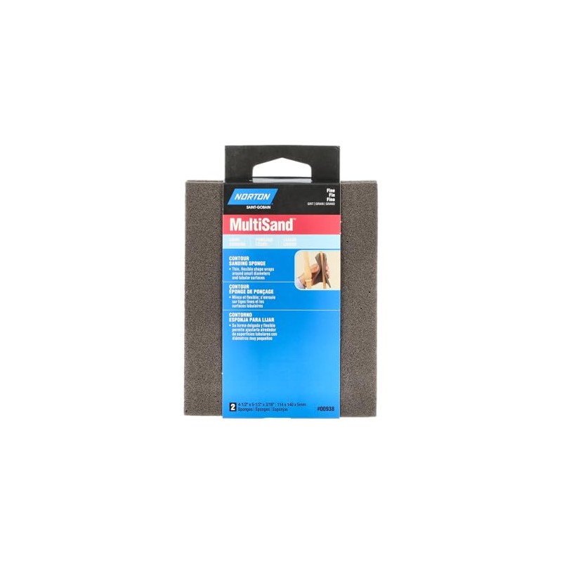 Norton 00938 4-1/2-Inch X 5-1/2-Inch X 3/16-Inch Fine Contour Sanding