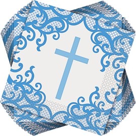 Fancy Blue Cross Luncheon Napkins (16cm) - Sophisticated, Soft & Vibrant Party Napkins - Perfect for Events & Home Gatherings - 16ct