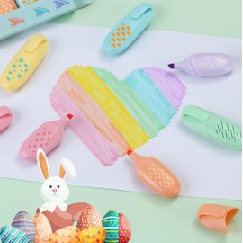 enlegend 6 Piece Stylish Modern Style Mini Highlighter Pen Kawaii Stuff Pastel Color Geometric Line Design Easter Gift Highlighter Marker