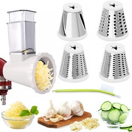 Upgraded Version - Cheese Grater Slicer Shredder Attachments for All KitchenAid Stand Mixers, Food Slicers Salad Maker Accessory Vegetable Chopper with 4 Blades Dishwasher Safe
