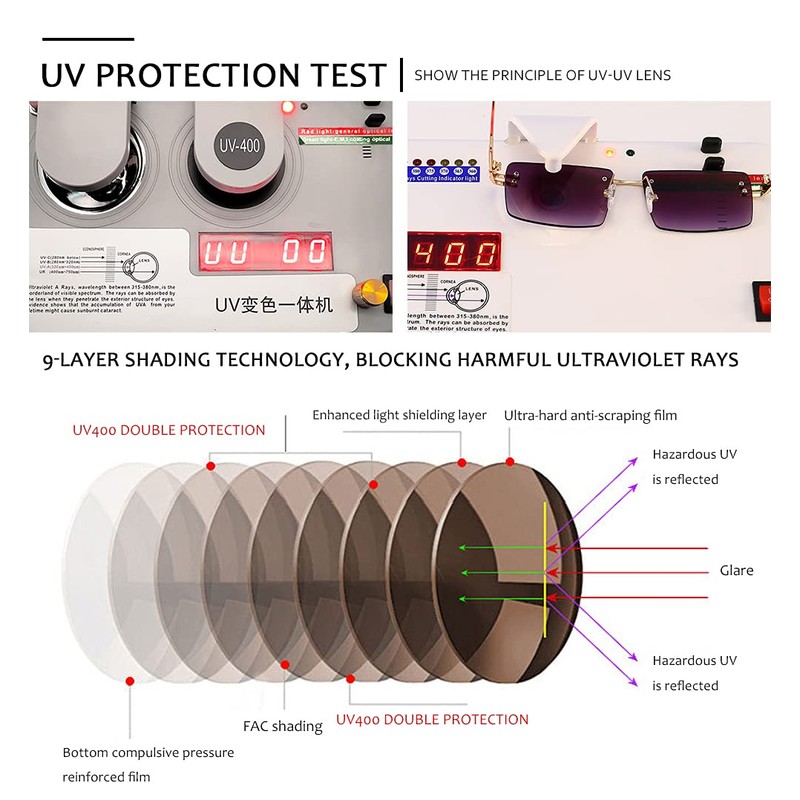SHEEN KELLY Retro Rimless Sunglasses for Men Women Rectangle Ultra