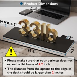 BONTEC Ergonomics Desk Extender Tray, 27.2x9.5 Inch Table Mount Arm Rest Shelf, 90° Foldable Keyboard Tray Platform, Clamp on Computer Arm Rest for Desk, Suitable for Office Desks, Black