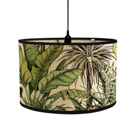 FANSU Table or Pendant Round Drum Lampshade, Modern Tropical Plant Pendant Lampshades Easy Fit Ceiling Pendant for Living Rooms, Bedroom, Hallways, Reading Room (Forest,30x30x20cm)