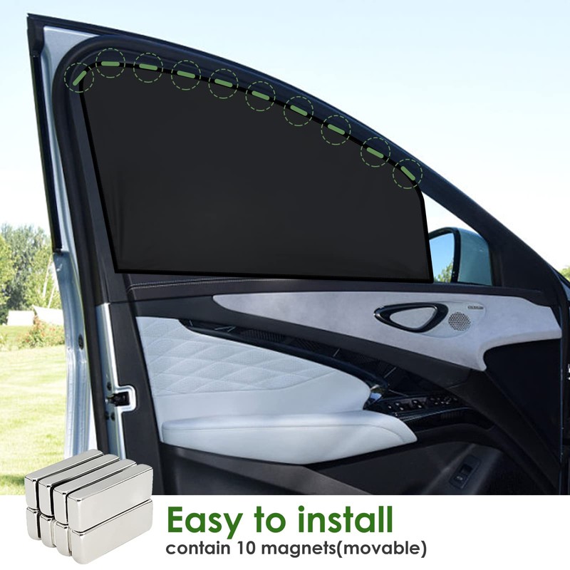 WD&CD Car Curtains, Set of 2, Magnet, Light Blocking, Easy