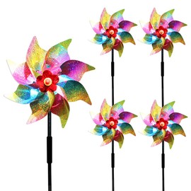 Windmills for Yard & Garden - 5 Pack Reflective Windmills for Balcony, Courtyard & Outdoor Decorations